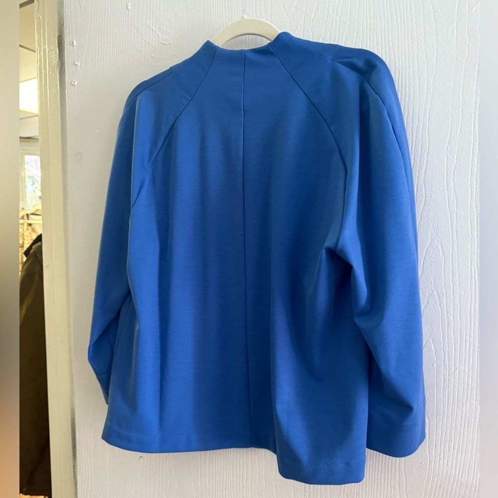 ❤️Isaac Mizrahi Live Elements Blue Open-Front Jacket Blazer Cardigan M - Picture 3 of 7